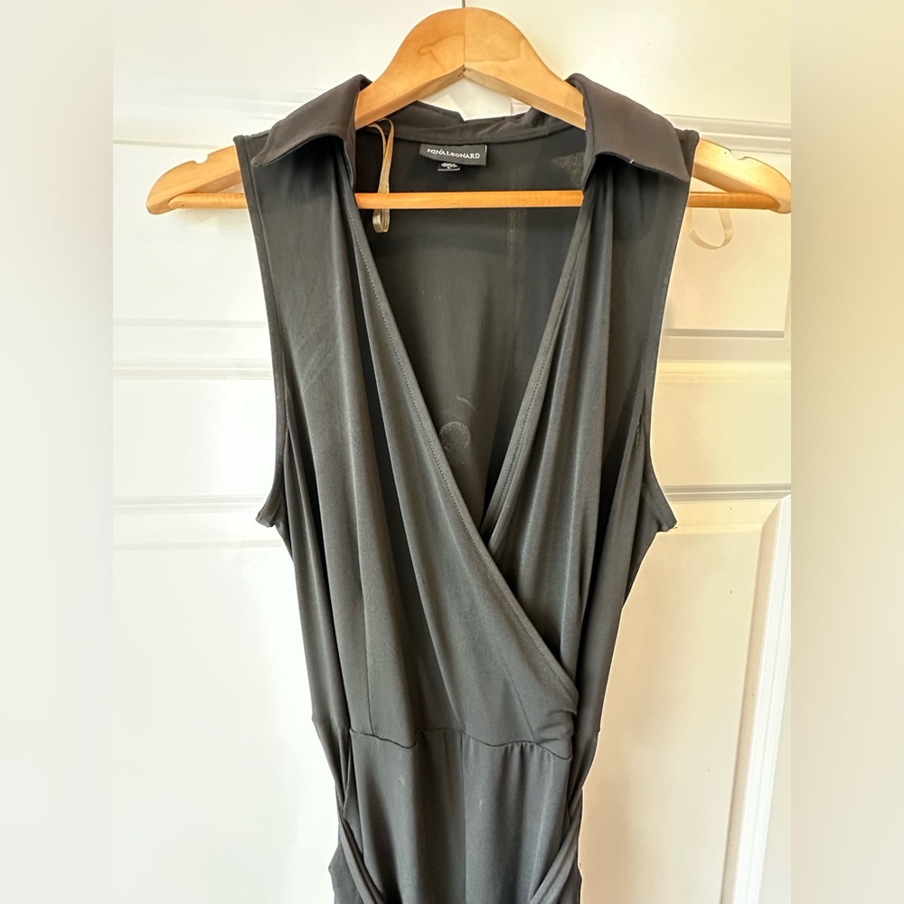 Nina Leonard Black Collared Wrap Jumpsuit - Picture 4 of 6